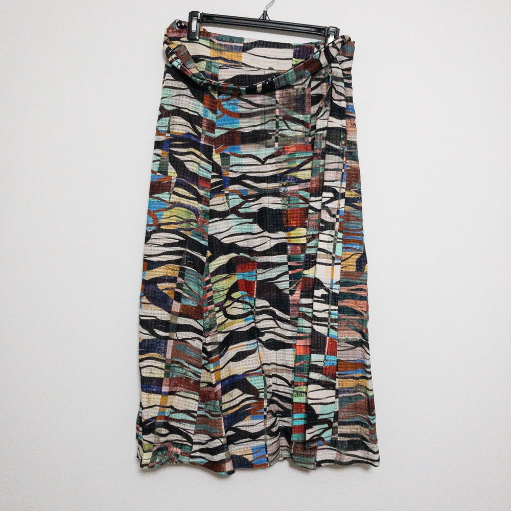 Marie Oliver Estine Artsy Linen Blend Wrap Skirt Womens S Multicolor Prism New